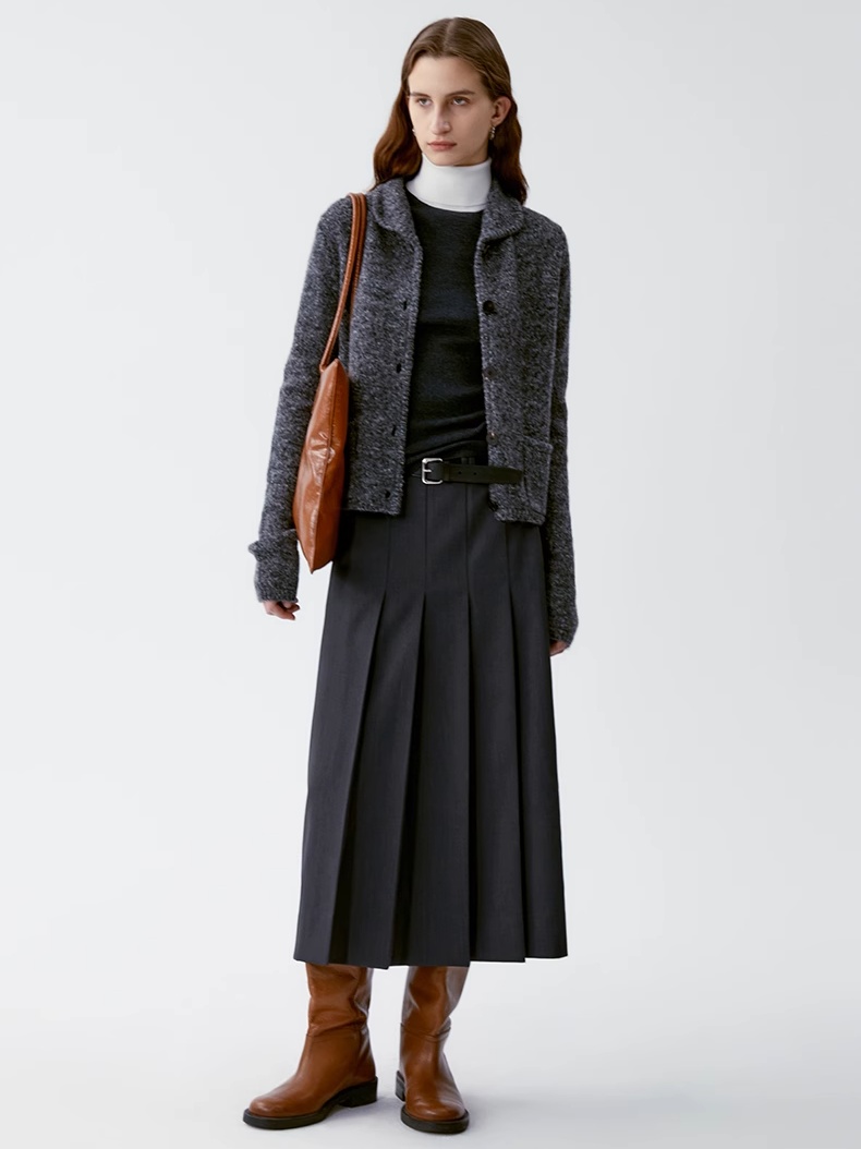 INSIS｜Twill Vintage Exquisite Anti-wrinkle Asymmetric Pleated Skirt