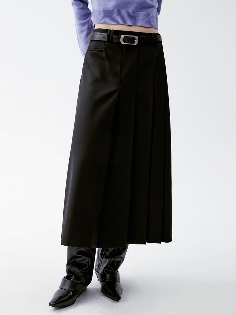 INSIS｜Twill Vintage Exquisite Anti-wrinkle Asymmetric Pleated Skirt