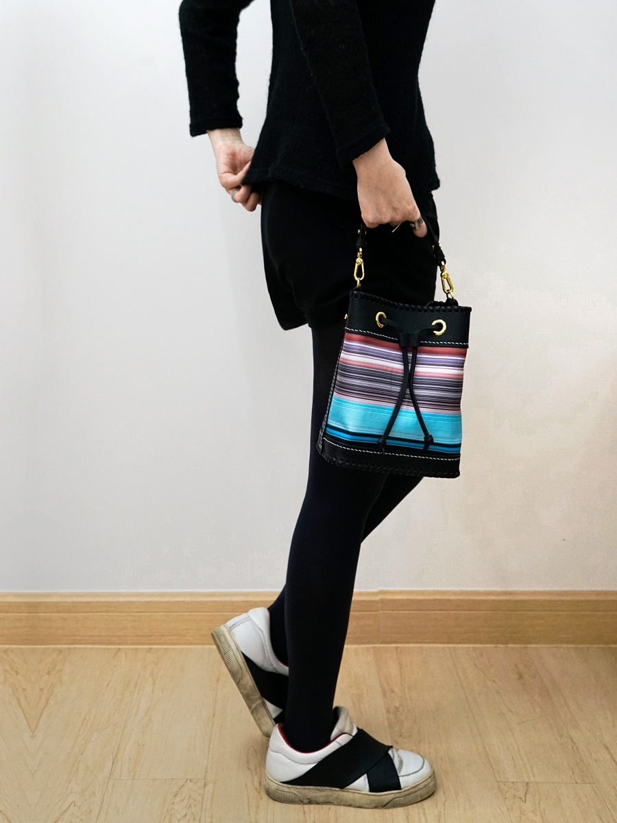 THE SILK LEATHER BUCKET BAG MADE IN HK (LIMITED EDITION)｜RAINBOW STRIPY