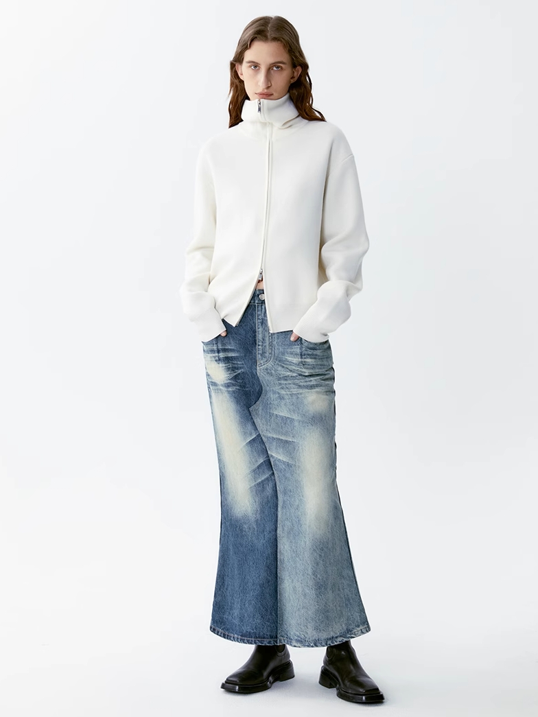 INSIS｜Retro Gradient Denim Fishtail Skirt