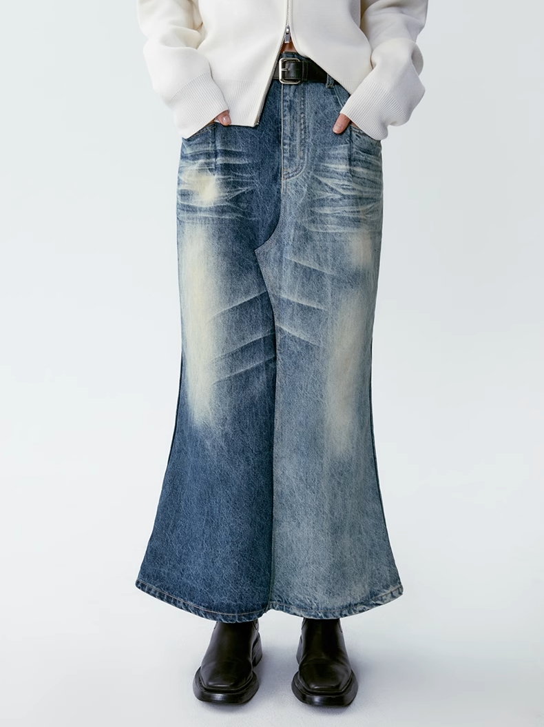 INSIS｜Retro Gradient Denim Fishtail Skirt