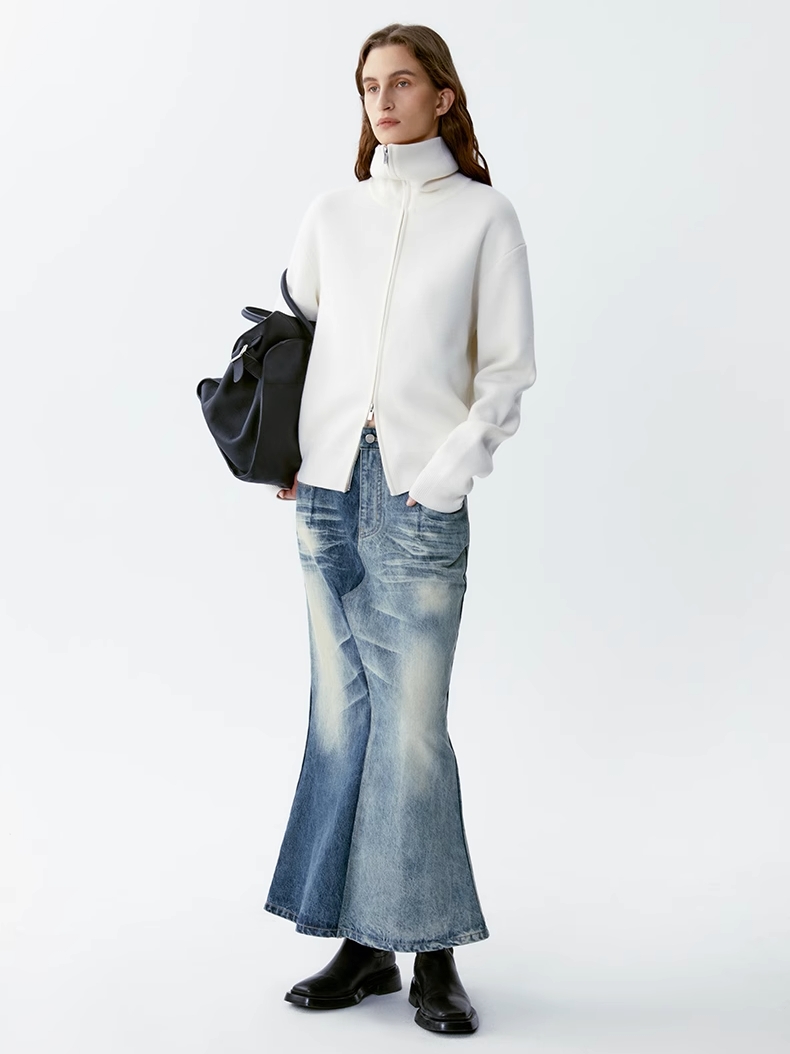 INSIS｜Retro Gradient Denim Fishtail Skirt