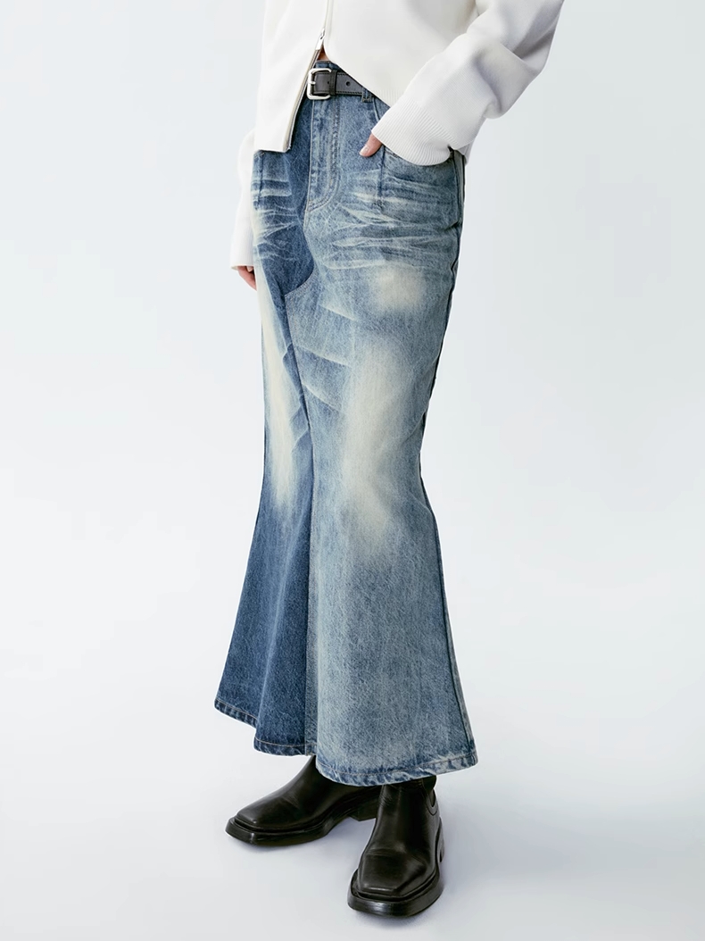 INSIS｜Retro Gradient Denim Fishtail Skirt