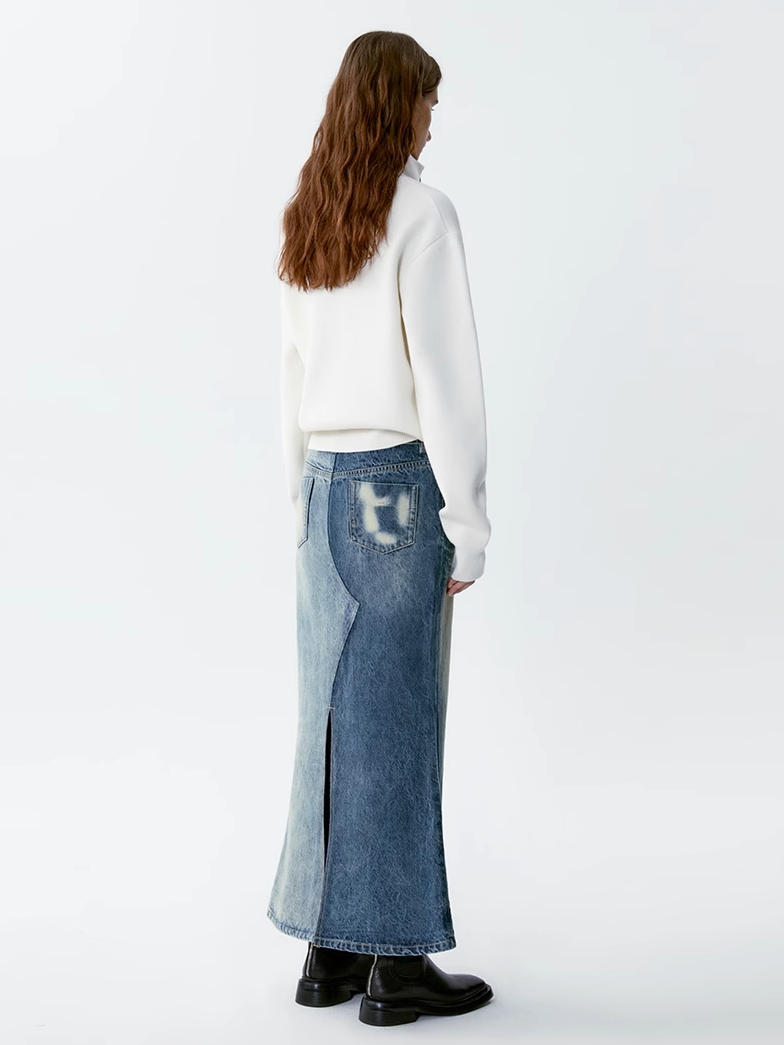INSIS｜Retro Gradient Denim Fishtail Skirt