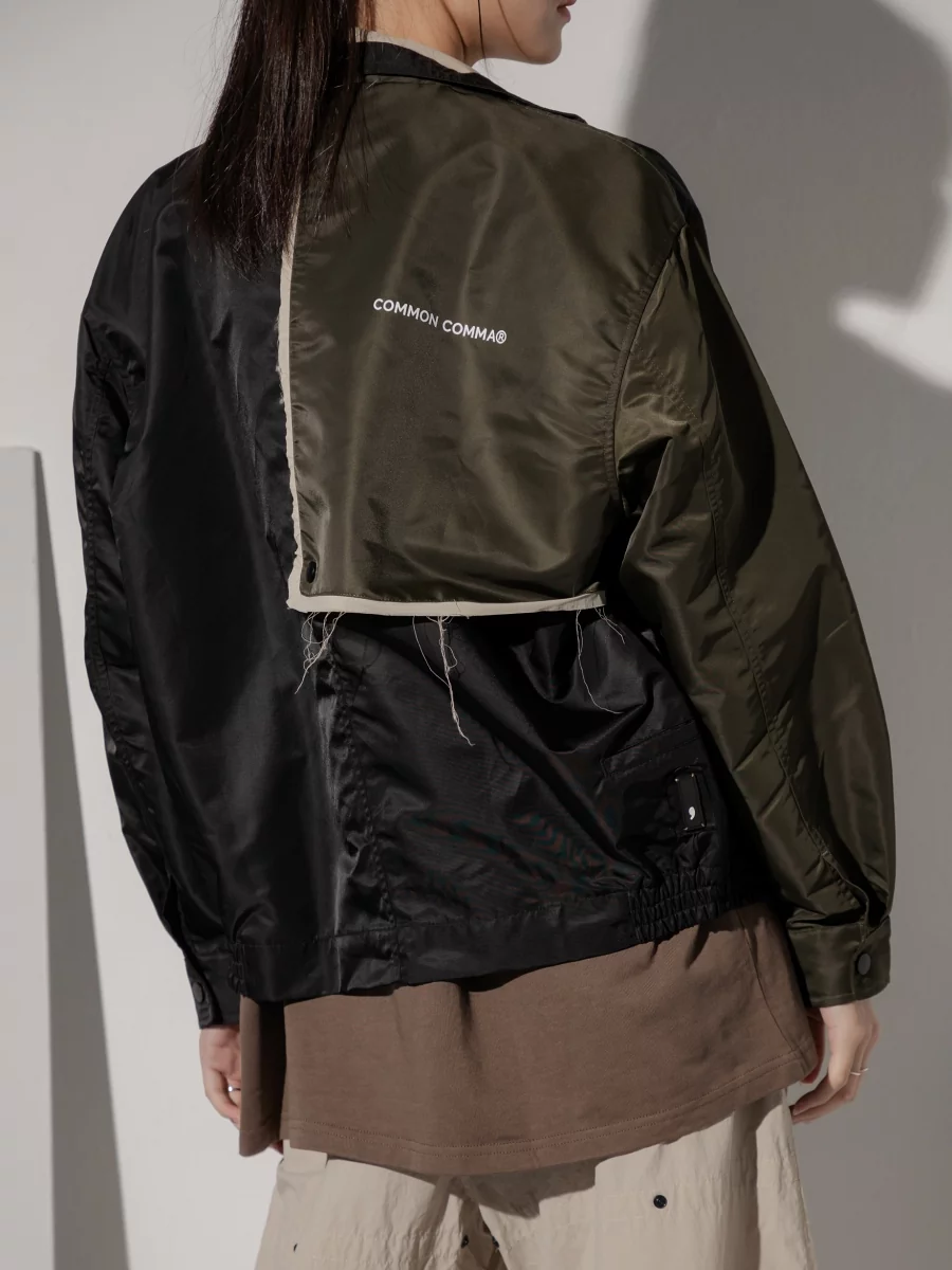 Common Comma｜Gabardine Nylon Vintage Jacket Black+Olive