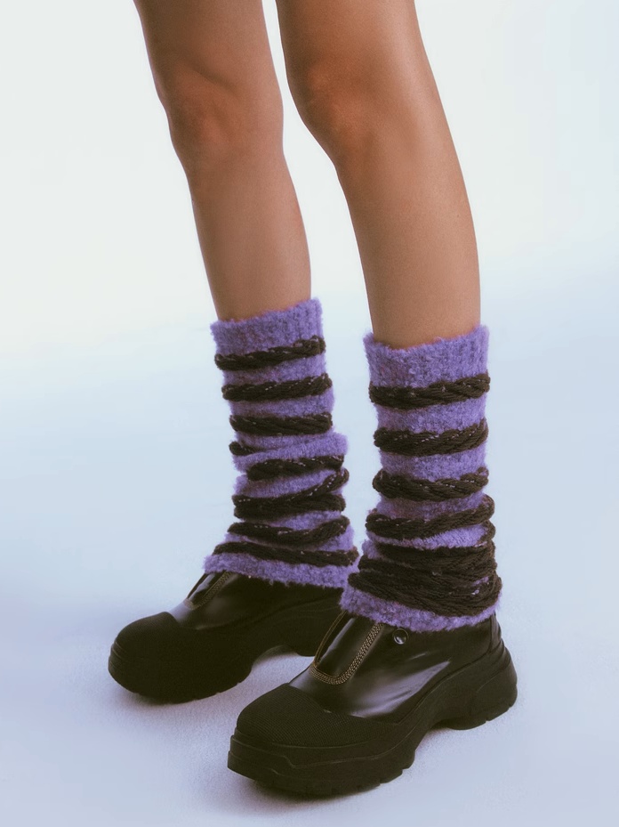 Demode｜Retro Striped Knitted Stacked Socks/Sleeves