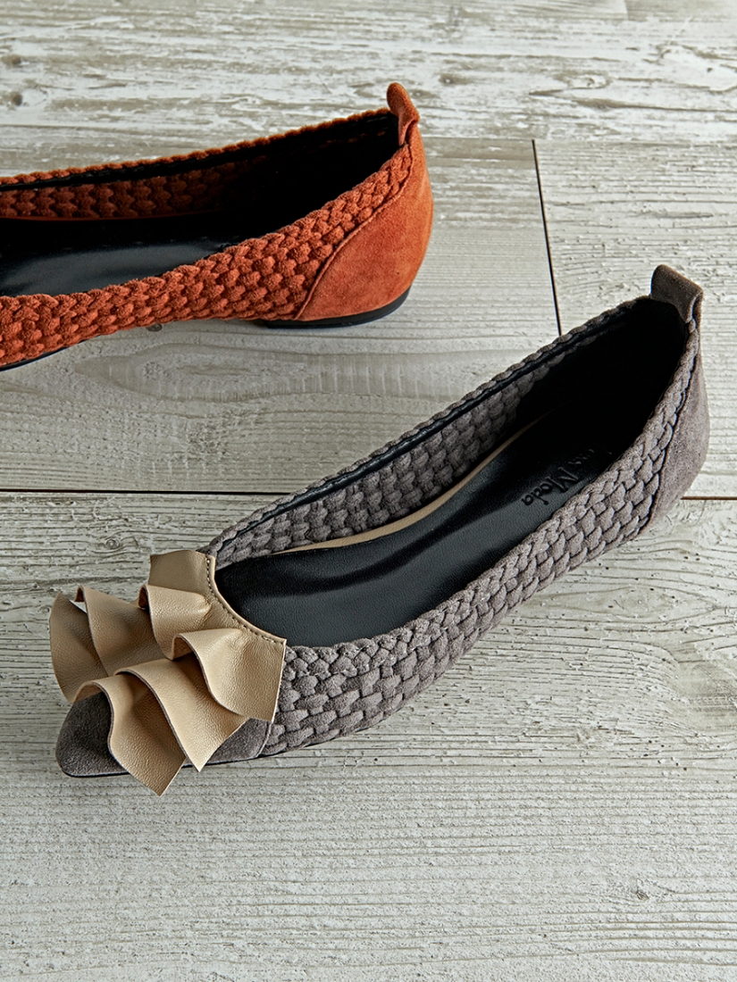 Lexx Moda｜ Ruffle Woven Flats Caramel