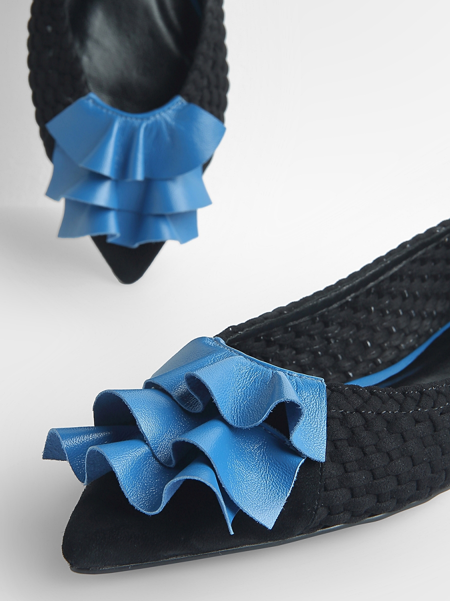 Lexx Moda｜ Ruffle Woven Flats Blue