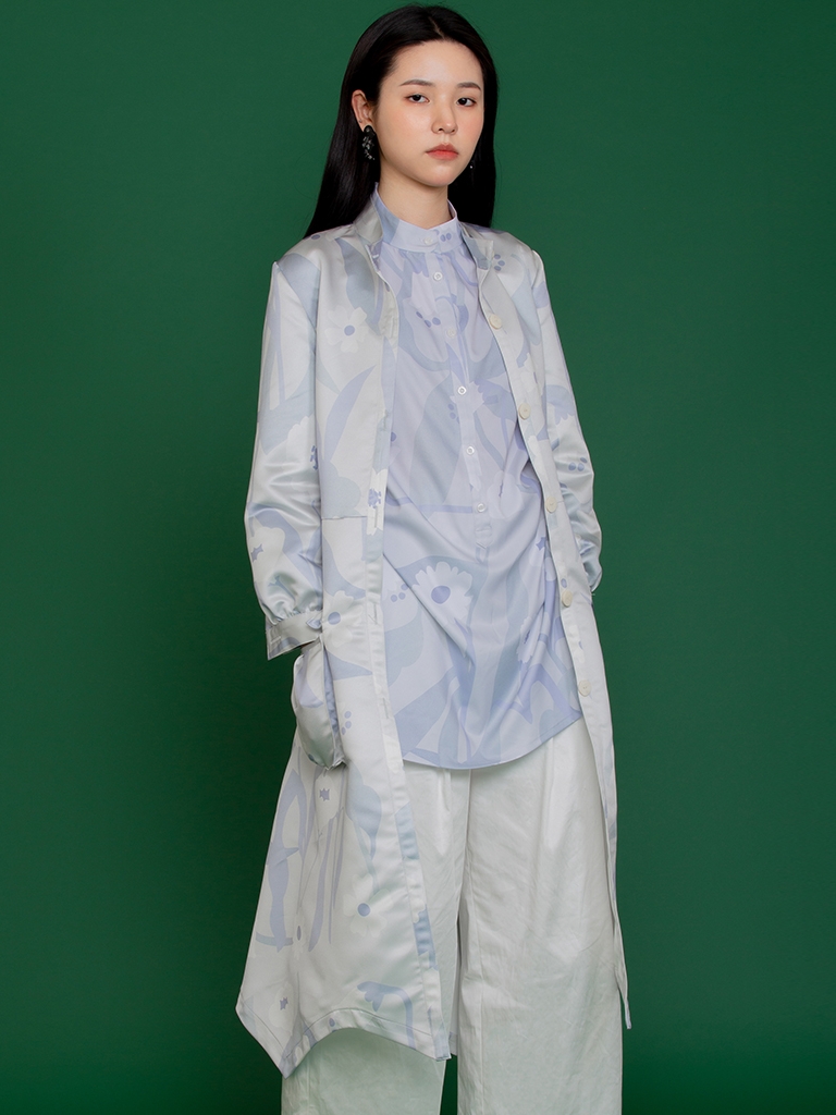 SEW・縫｜ Elegant Leaf Print Dress And Trench Coat