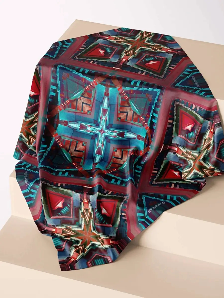 AWARDED COLLECTION｜TANGRAM TILE SILK SCARF WITH BAMBOO BOX