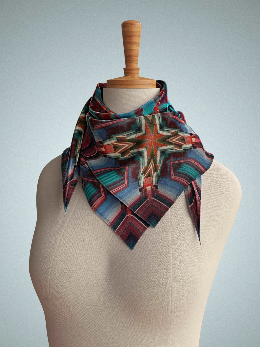 AWARDED COLLECTION｜TANGRAM TILE SILK SCARF WITH BAMBOO BOX