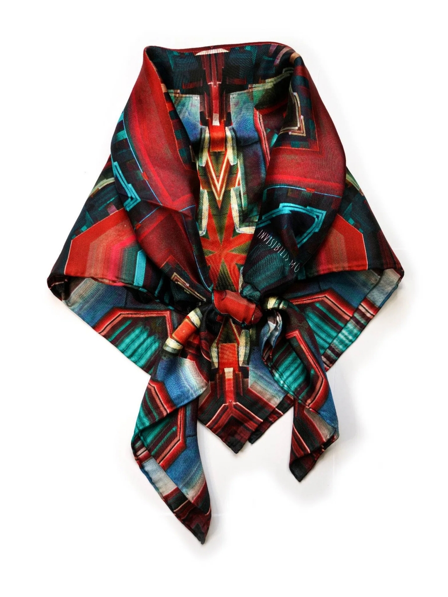 AWARDED COLLECTION｜TANGRAM TILE SILK SCARF WITH BAMBOO BOX