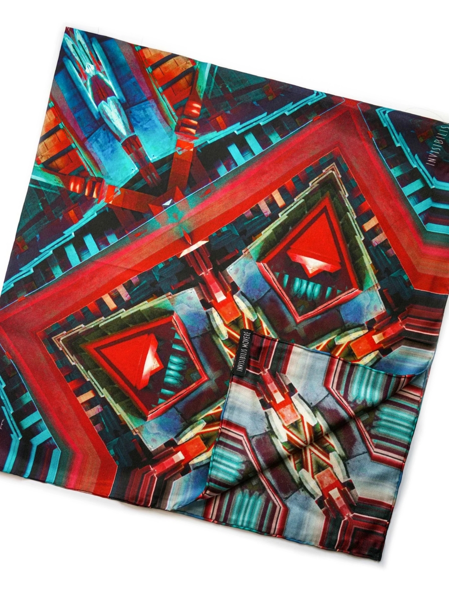 AWARDED COLLECTION｜TANGRAM TILE SILK SCARF WITH BAMBOO BOX