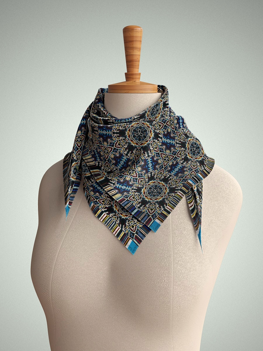 SILK SCARF｜MANDALA PATTERN NEON LIGHT