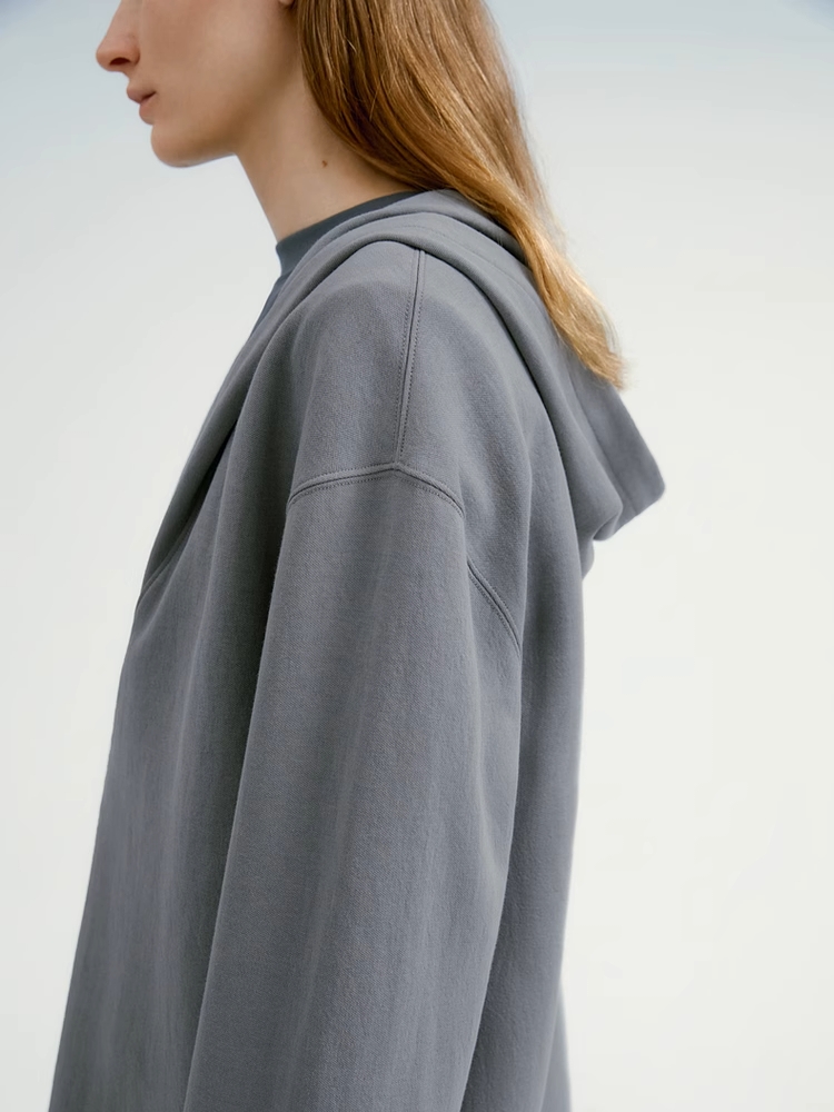 INSIS｜Fashionable Slightly Wrinkled Large V-Neck Hooded Top