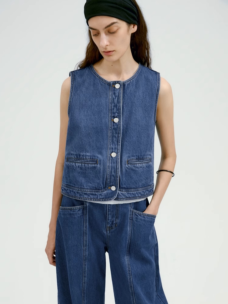 INSIS｜Nordic Natural Cotton Short Denim Vest