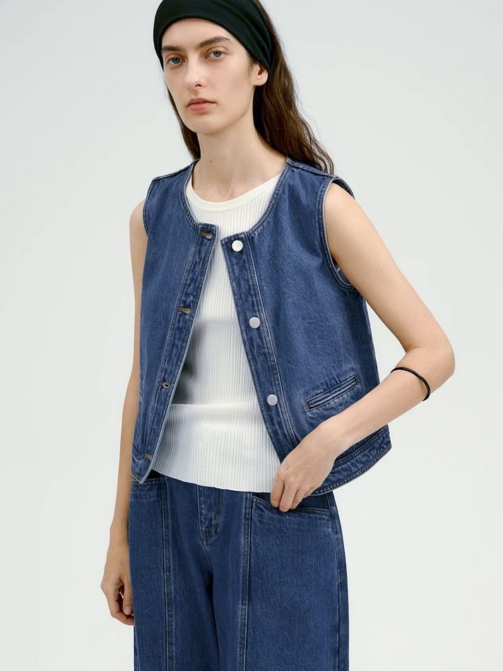 INSIS｜Nordic Natural Cotton Short Denim Vest