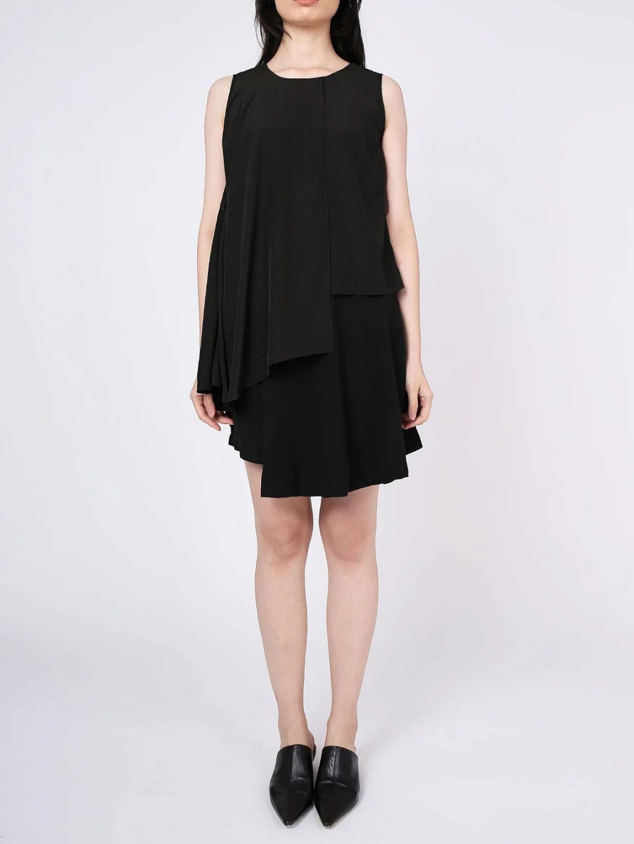 Salient Label｜Raelyn Viscose Cupro Front Draped Panel Top