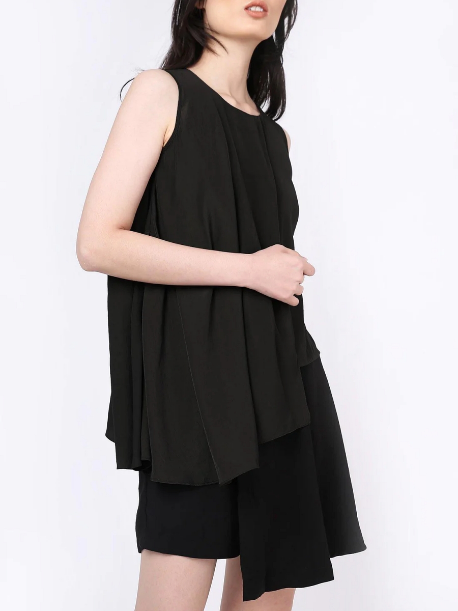 Salient Label｜Raelyn Viscose Cupro Front Draped Panel Top