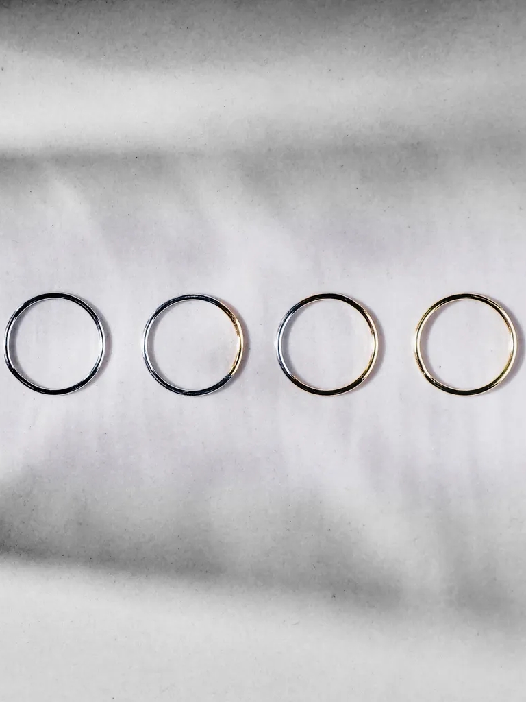 Luna｜Moon Light Thread Silver Ring（Yellow+White Gold Plated）