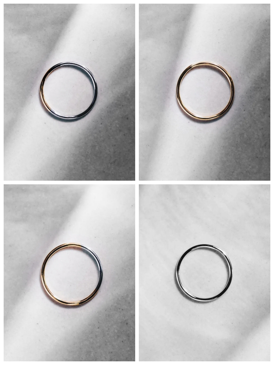 Luna｜Moon Light Thread Silver Ring（Yellow+White Gold Plated）