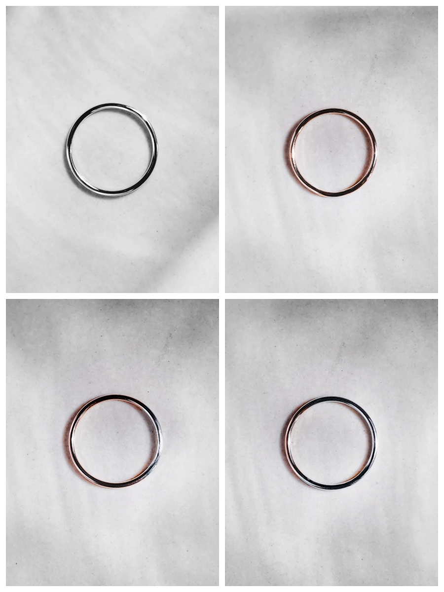 Luna｜Moon Light Thread Silver Ring（Rose+White Gold Plated）