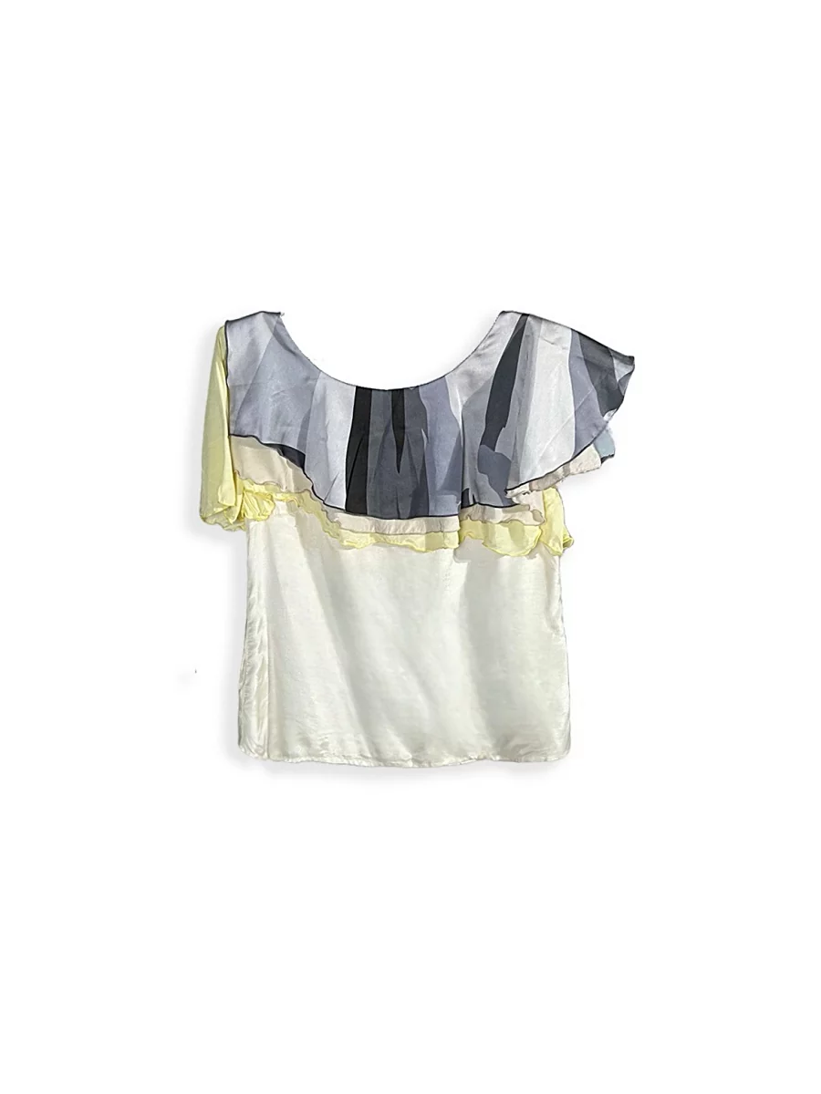 SEW・縫｜ Color Dyed Ruffle Neck Layered Yellow Top