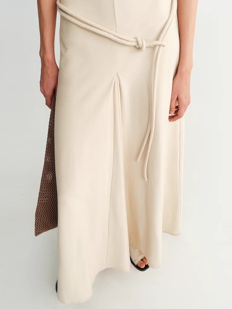 INSIS｜ Nordic Round Rope Waisted Bat-Sleeve Knitted Long Dress