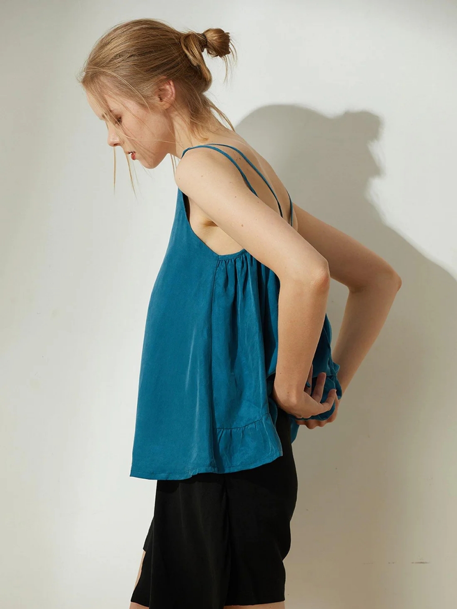 Salient Label｜Hekate EcoVero™ Cupro Tie-back Top in Hydro