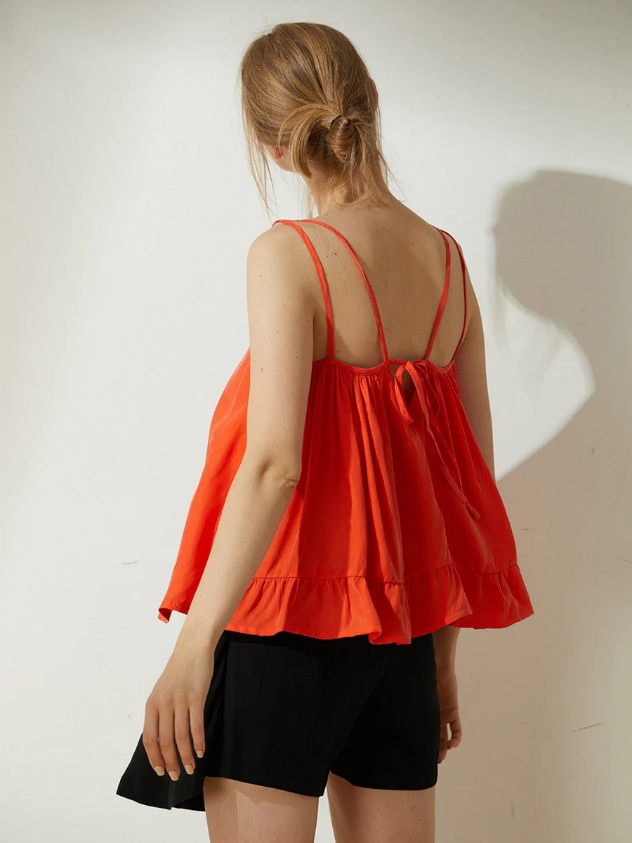 Salient Label｜Hekate EcoVero™ Cupro Tie-back Top in Hydro