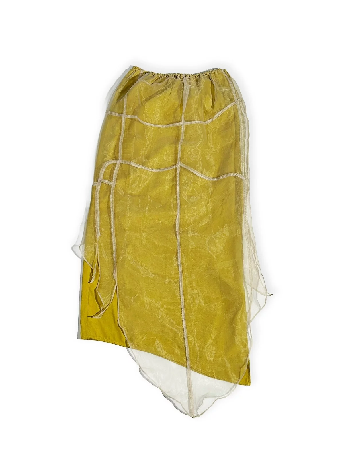 SEW・縫｜ Yellow Structured Design Layered Gauze Skirt