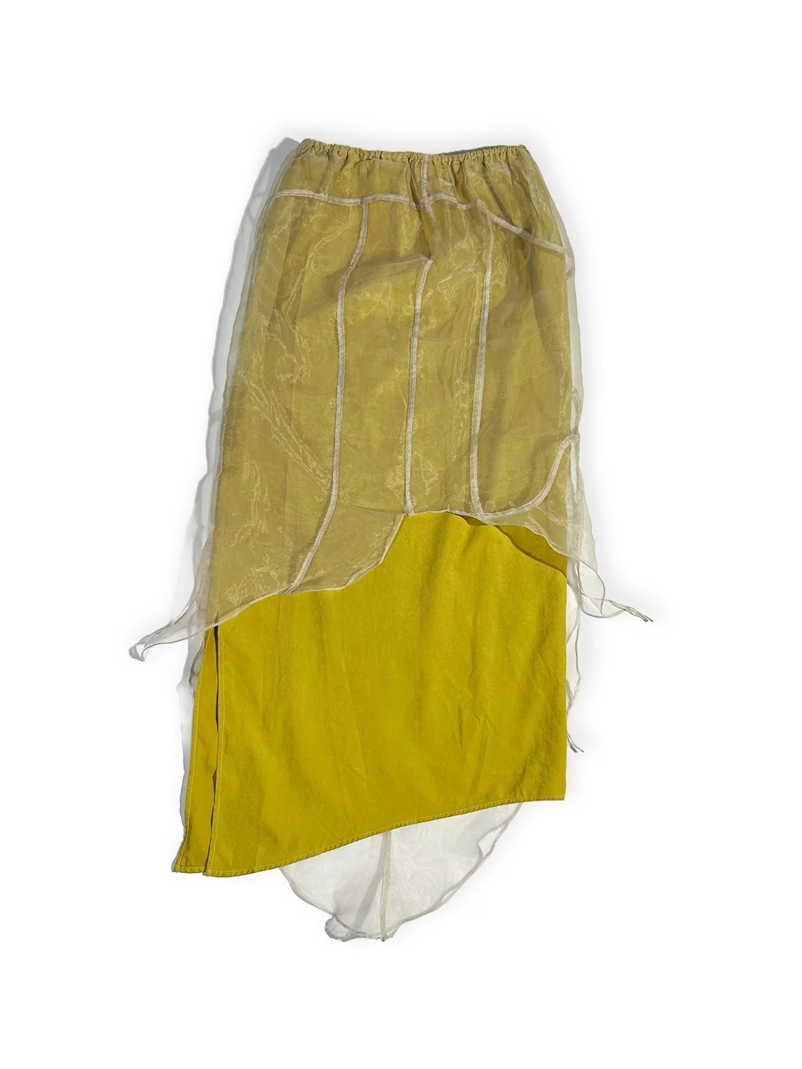 SEW・縫｜ Yellow Structured Design Layered Gauze Skirt