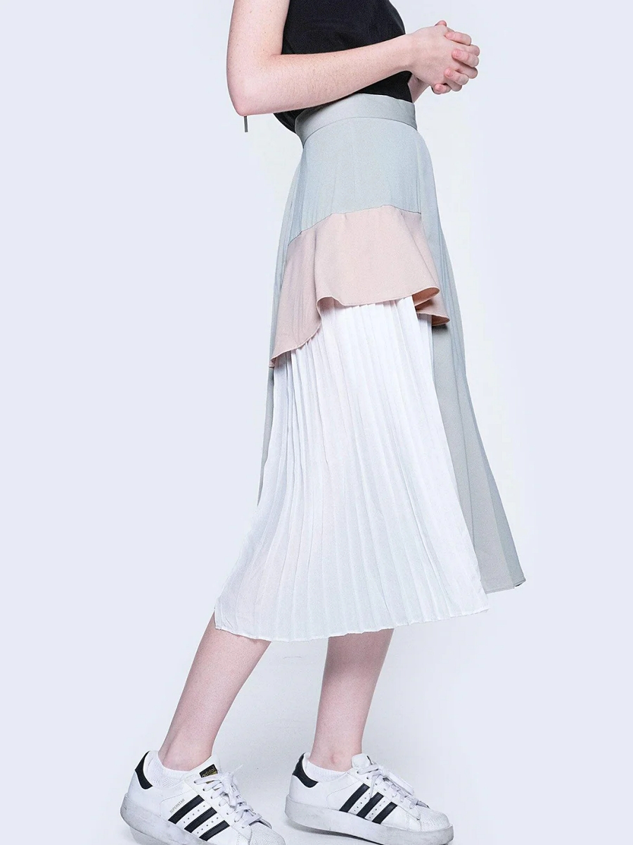 Salient Label｜Elkin Pleated Colourblock Skirt