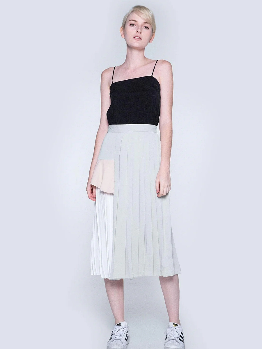 Salient Label｜Elkin Pleated Colourblock Skirt