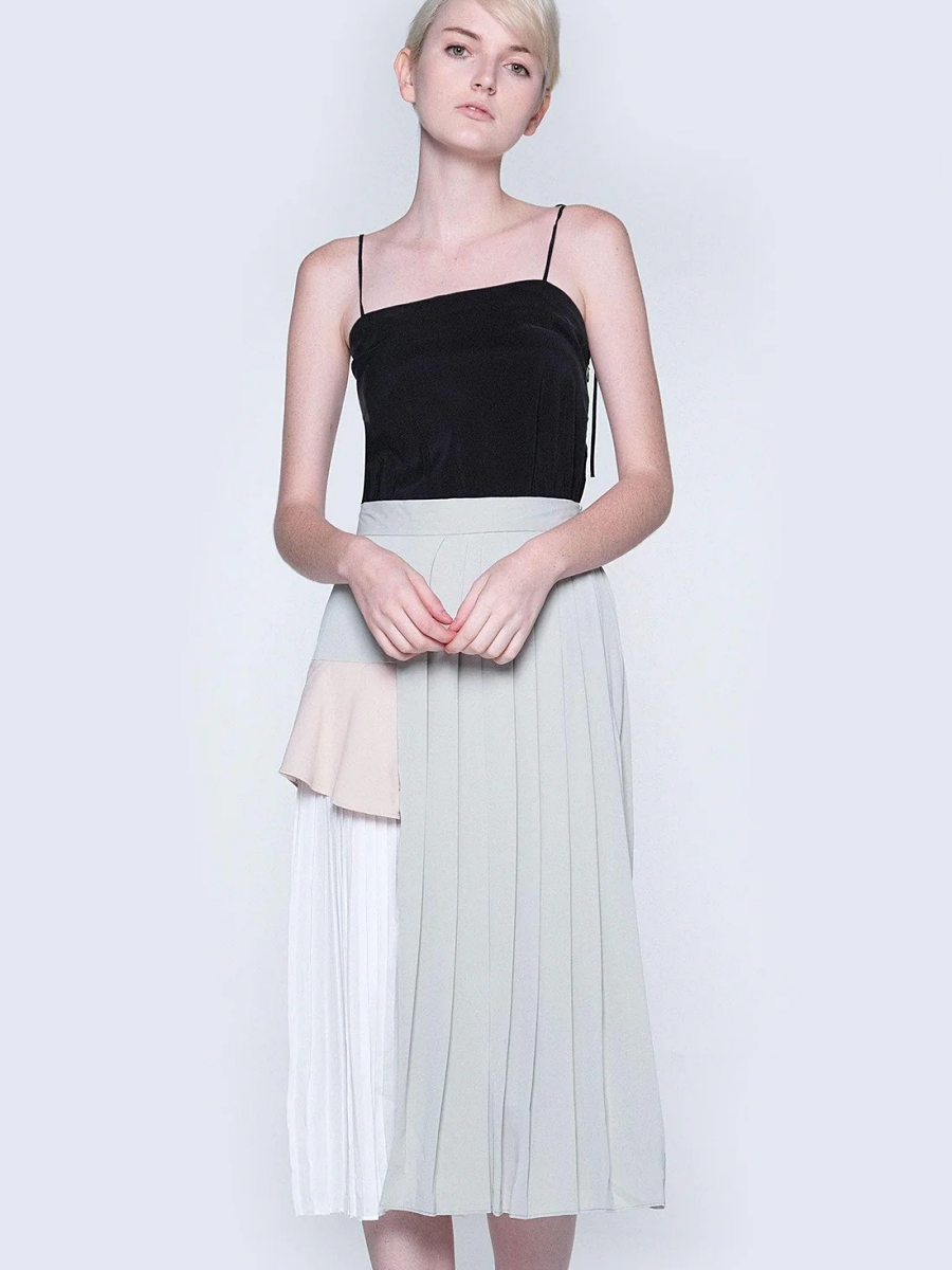 Salient Label｜Elkin Pleated Colourblock Skirt