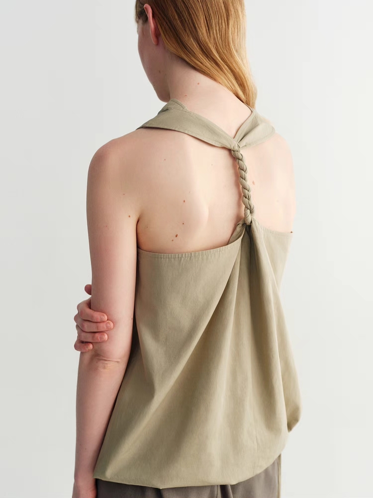 INSIS｜Halter Twisted Back A-Line Tank Top