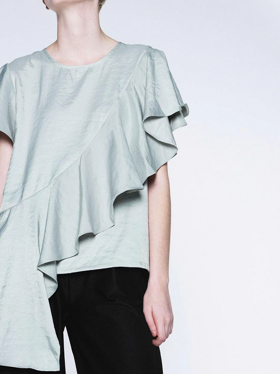 Salient Label｜Ophelia Tencel Ruffle Asymmetric Top