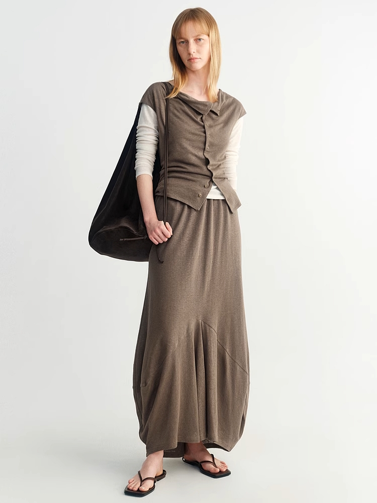 INSIS｜Eco-Friendly Linen Cotton Egg-Shaped Knitted Long Skirt