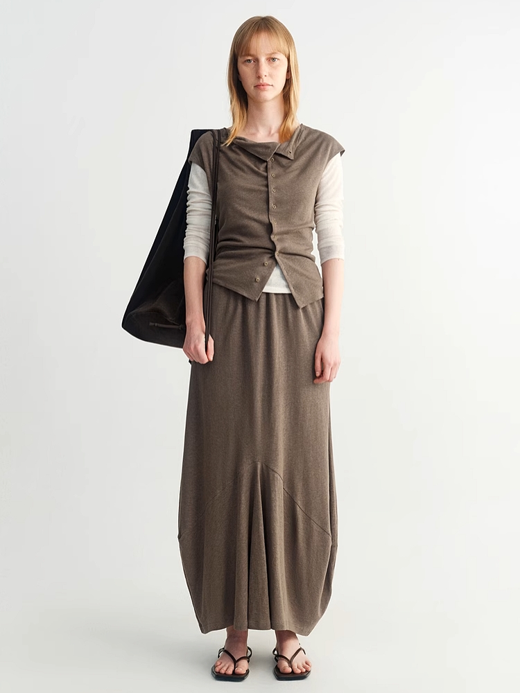 INSIS｜Eco-Friendly Linen Cotton Egg-Shaped Knitted Long Skirt