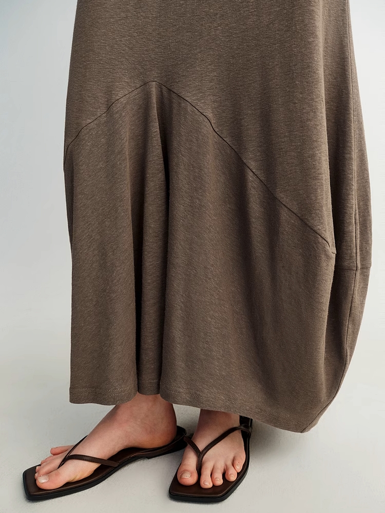 INSIS｜Eco-Friendly Linen Cotton Egg-Shaped Knitted Long Skirt