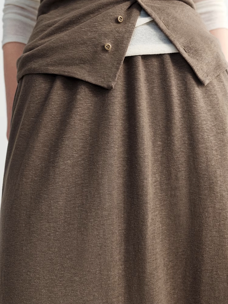 INSIS｜Eco-Friendly Linen Cotton Egg-Shaped Knitted Long Skirt