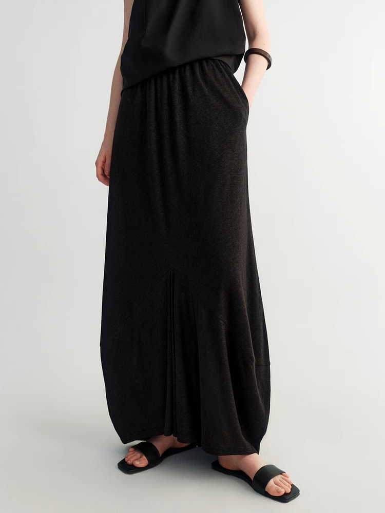 INSIS｜Eco-Friendly Linen Cotton Egg-Shaped Knitted Long Skirt