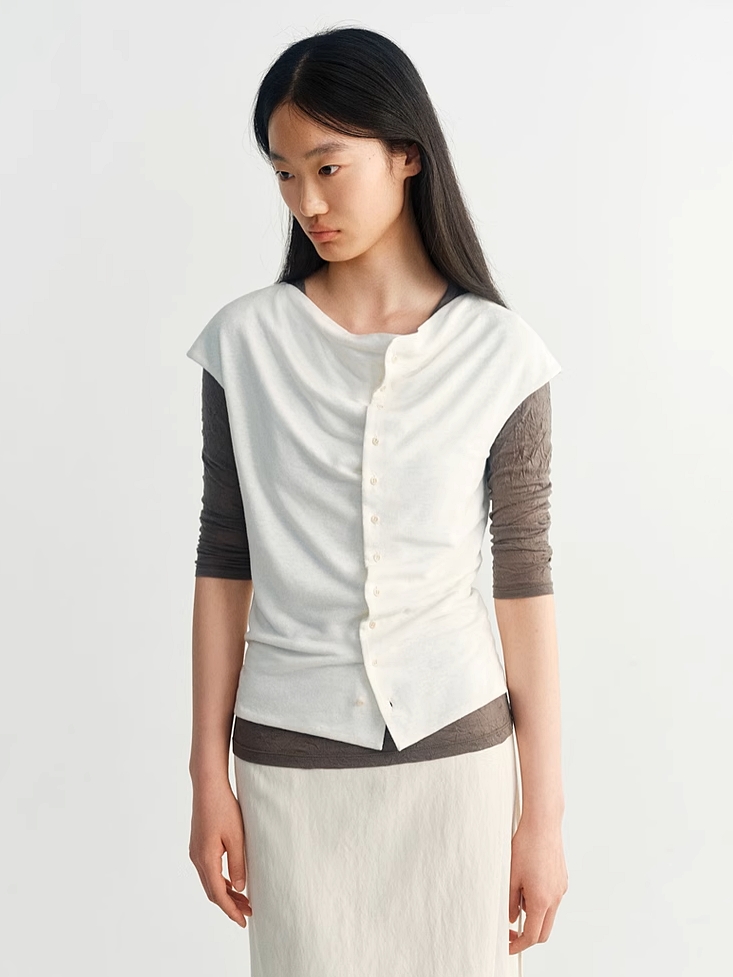 INSIS｜Eco-Friendly Linen Cotton Vintage Hooded Cardigan Vest