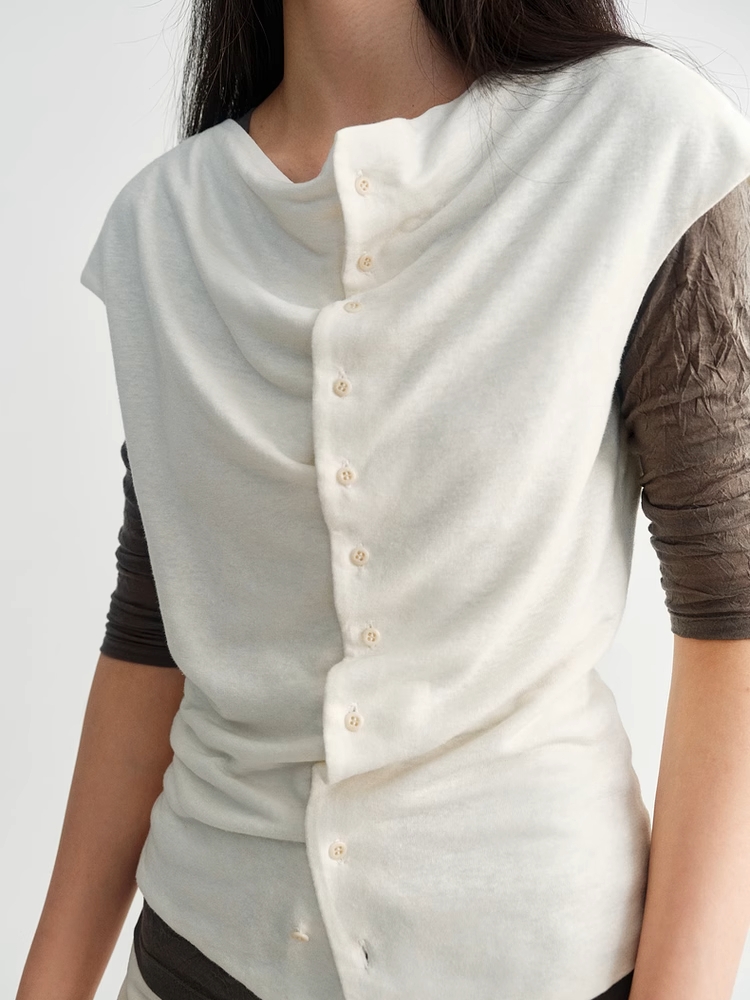 INSIS｜Eco-Friendly Linen Cotton Vintage Hooded Cardigan Vest