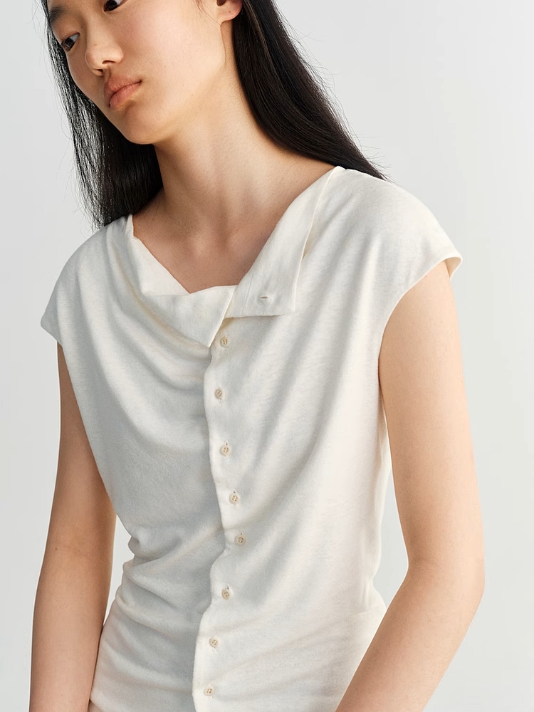 INSIS｜Eco-Friendly Linen Cotton Vintage Hooded Cardigan Vest