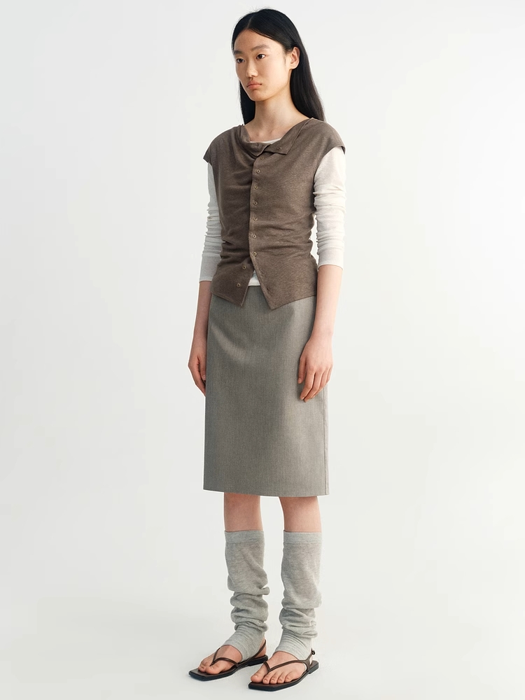 INSIS｜Eco-Friendly Linen Cotton Vintage Hooded Cardigan Vest